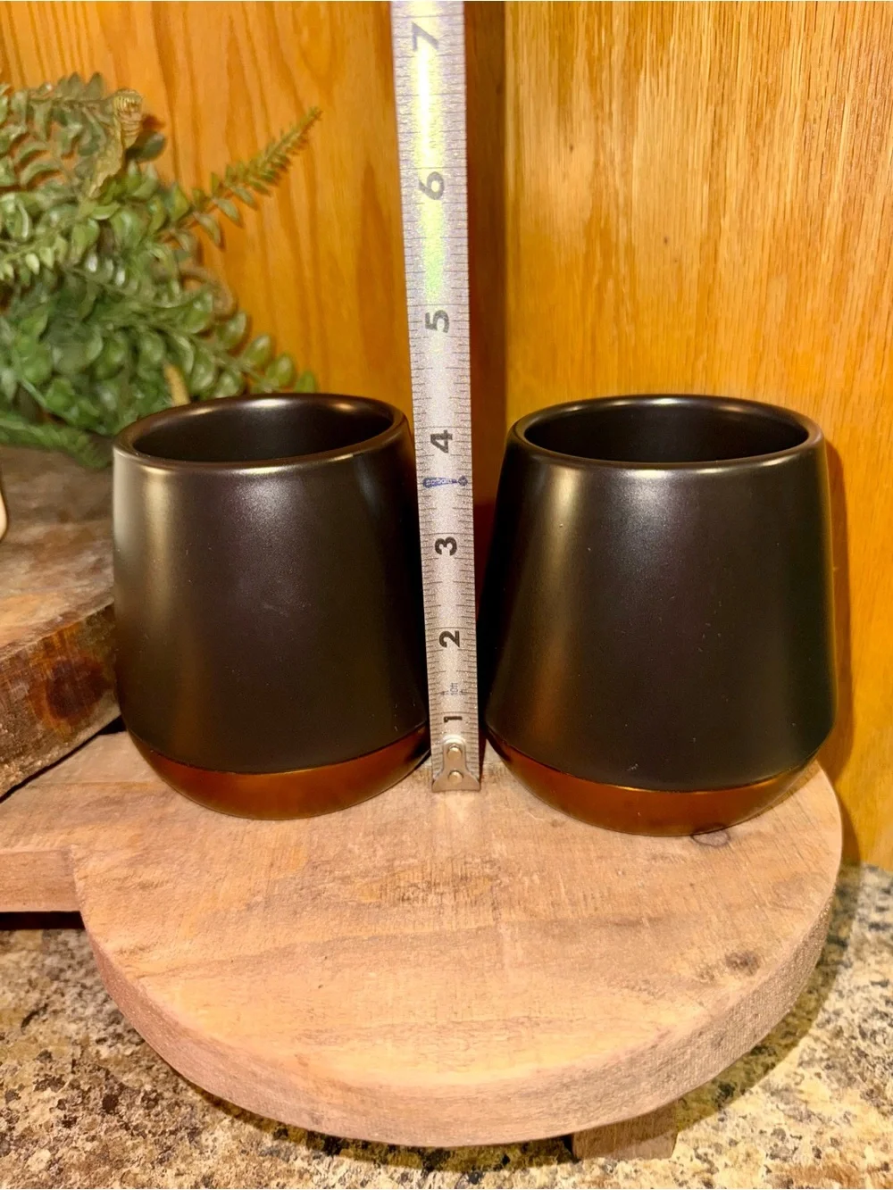Fellow Joey Double Wall Ceramic Mugs Pair - Matte Black Copper Bottom